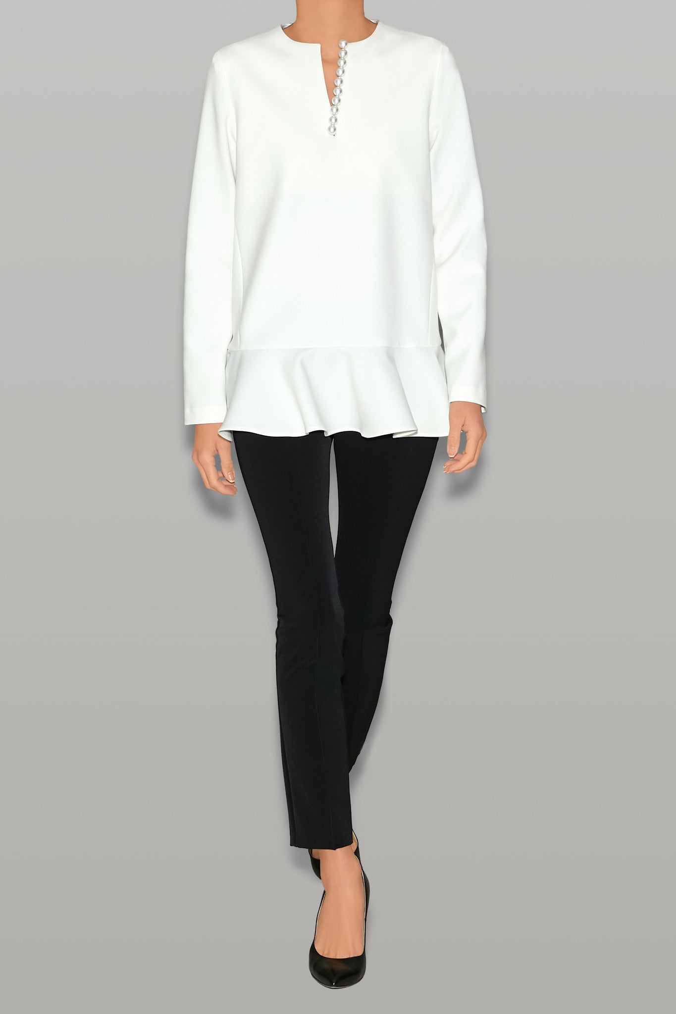 ロングスリーブラッフルヘムパールブラウス– YOKO CHAN