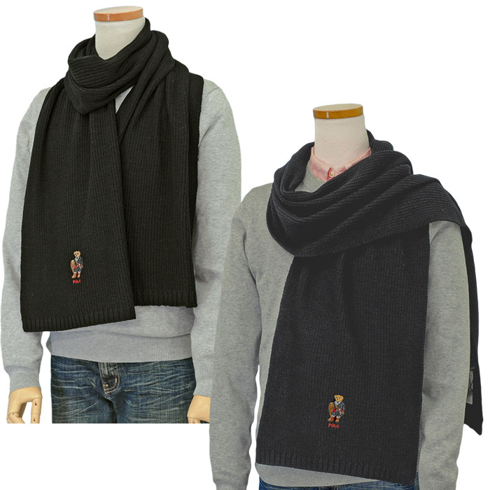 POLO ラルフローレンポロベア マフラーブラック キャップ、マフラ