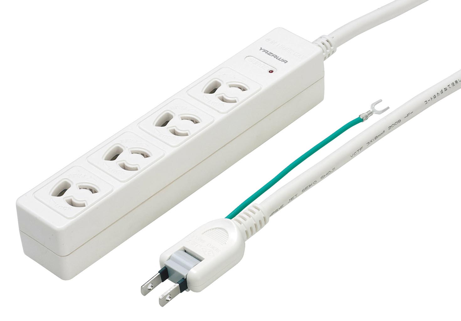 3P抜け止めマグネットタップ4個口5m白｜YAZAWA CORPORATION