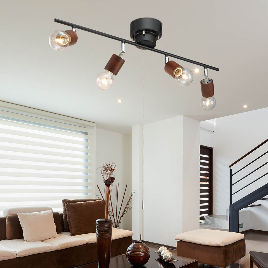 ウッドヌード球無し4灯シーリングライトダークウッド｜YAZAWA CORPORATION