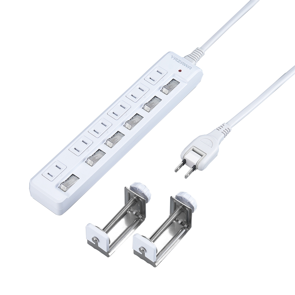 個別集中スイッチ付節電タップ6個口2m白｜YAZAWA CORPORATION