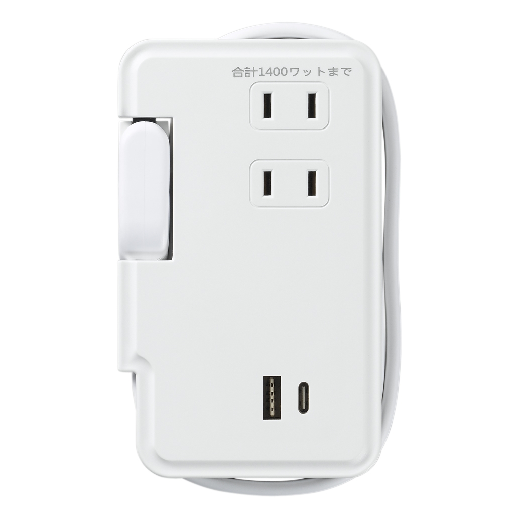 巻取りモバイルタップ3個口 0.9mタイプCUSB付白｜YAZAWA CORPORATION