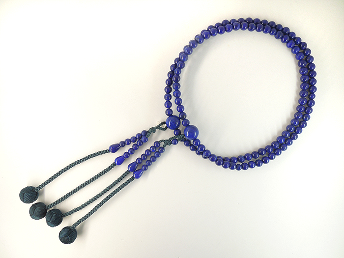 ラピスラズリ尺二振分鉄紺かがり凡天共仕立(桐箱付き) お数珠の安田