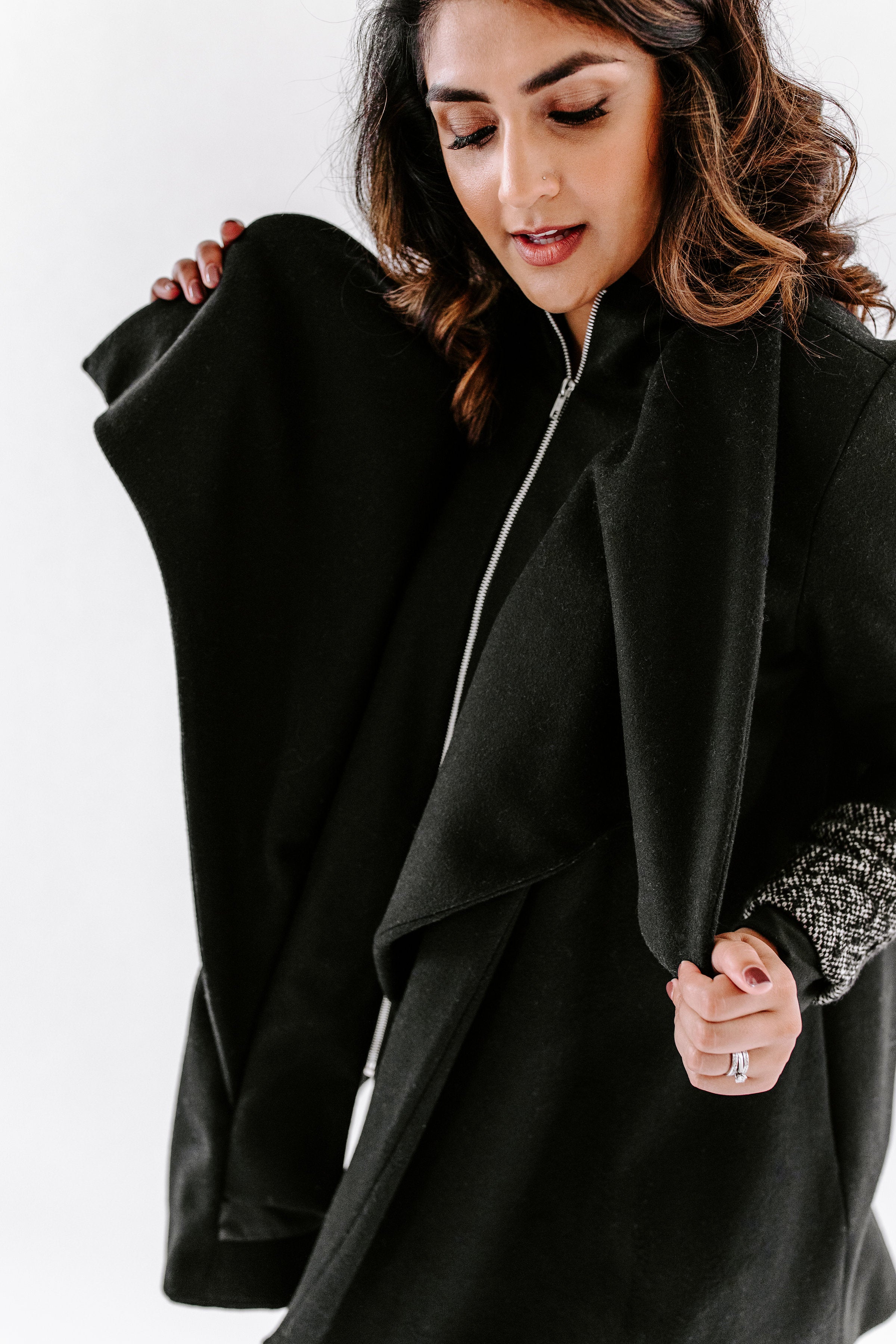 Tri-Fold Coat with Leather Trim – Yellowcake Shop
