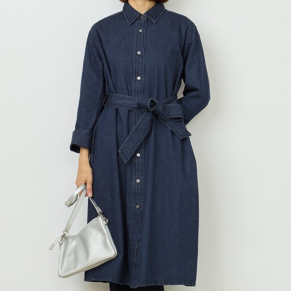 ライトオンスデニムシャツワンピース(ネイビー)｜SALE（ファッション