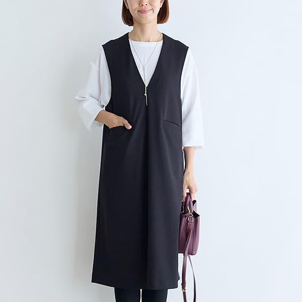 ジョーゼットポンチジャンパースカート(ブラック)｜SALE（ファッション