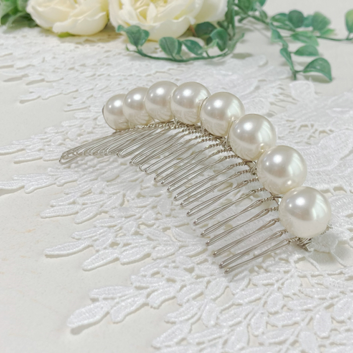 しっかりした仕上がりの高級パール コーム 櫛 留袖 浴衣 ヘアピン 髪