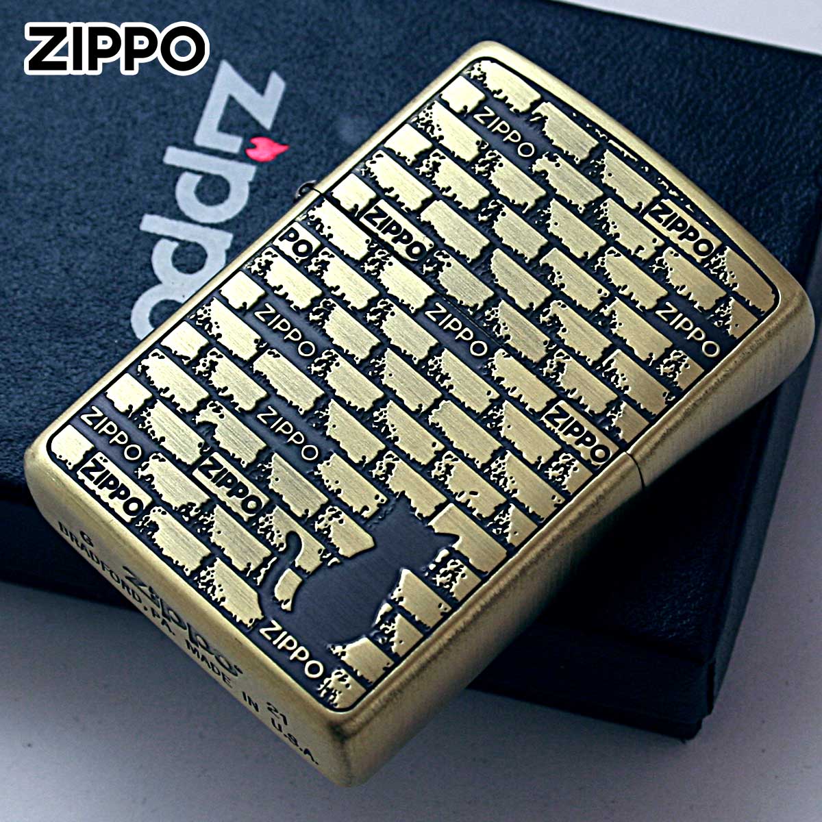 Zippo ジッポー ねこ 猫 レンガ 壁 ブリックキャット ブラス BRICK CAT