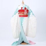 引き振袖：W020 水色×白 胡蝶蘭| 婚礼衣装レンタル | 京都着物レンタル夢館