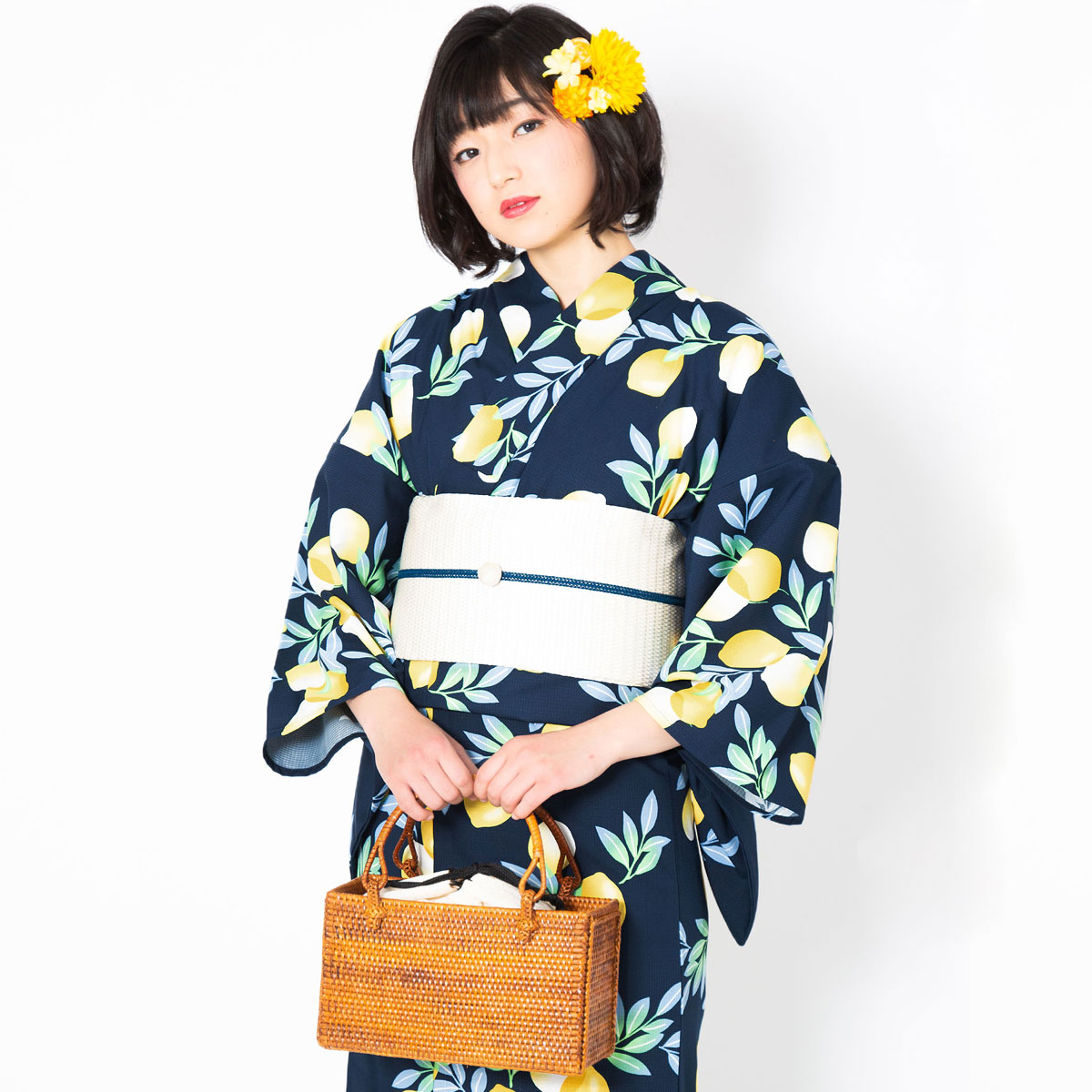 浴衣: YK023 きもの町 ミッドナイト 檸檬 | 京都着物レンタル夢館