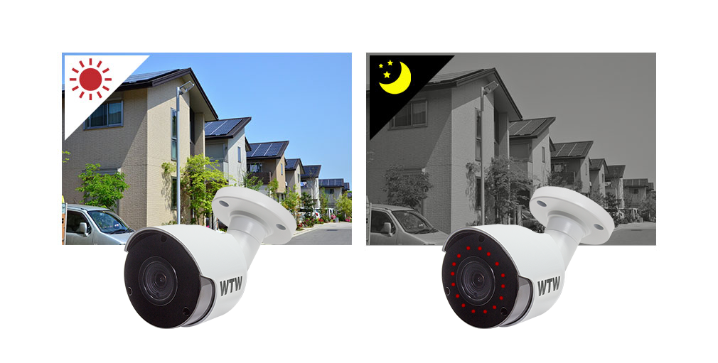 AHD 500万画素録画機＋選べるワンケーブル防犯カメラ1～4台【WTW 塚本