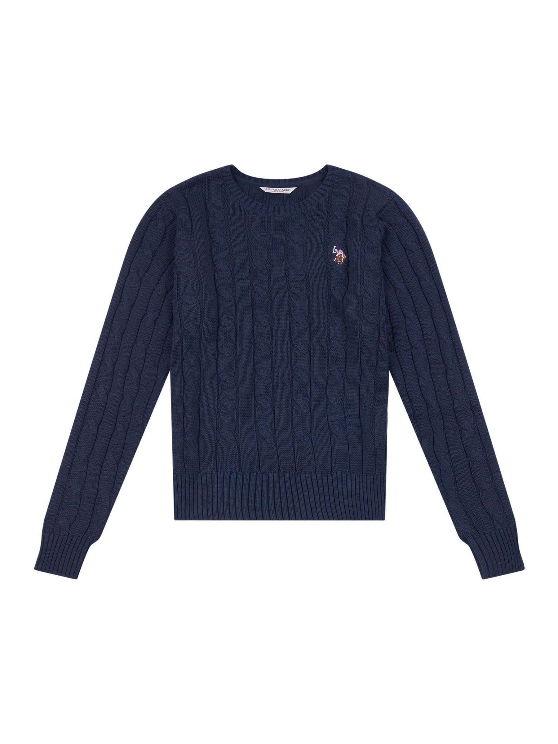 Buy U.S. Polo Assn. Blue V-Neck Cable Knit Jumper from Next USA