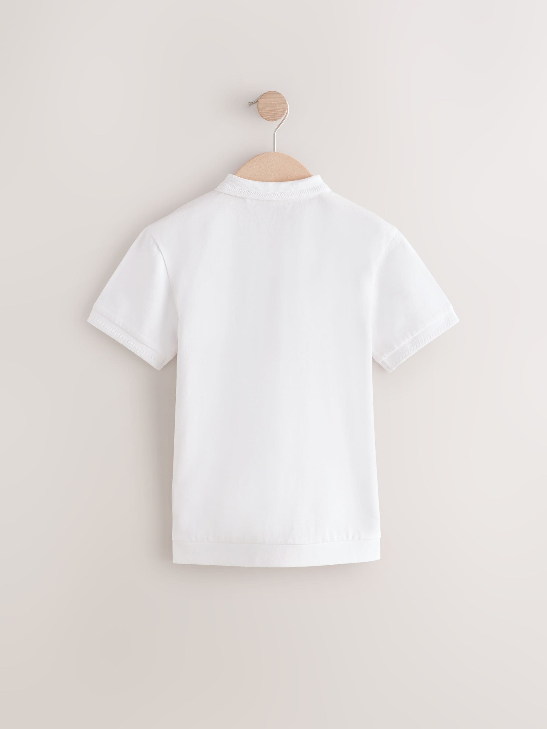 Buy White Textured Short Sleeve Quarter Zip Polo Shirt (3-16yrs