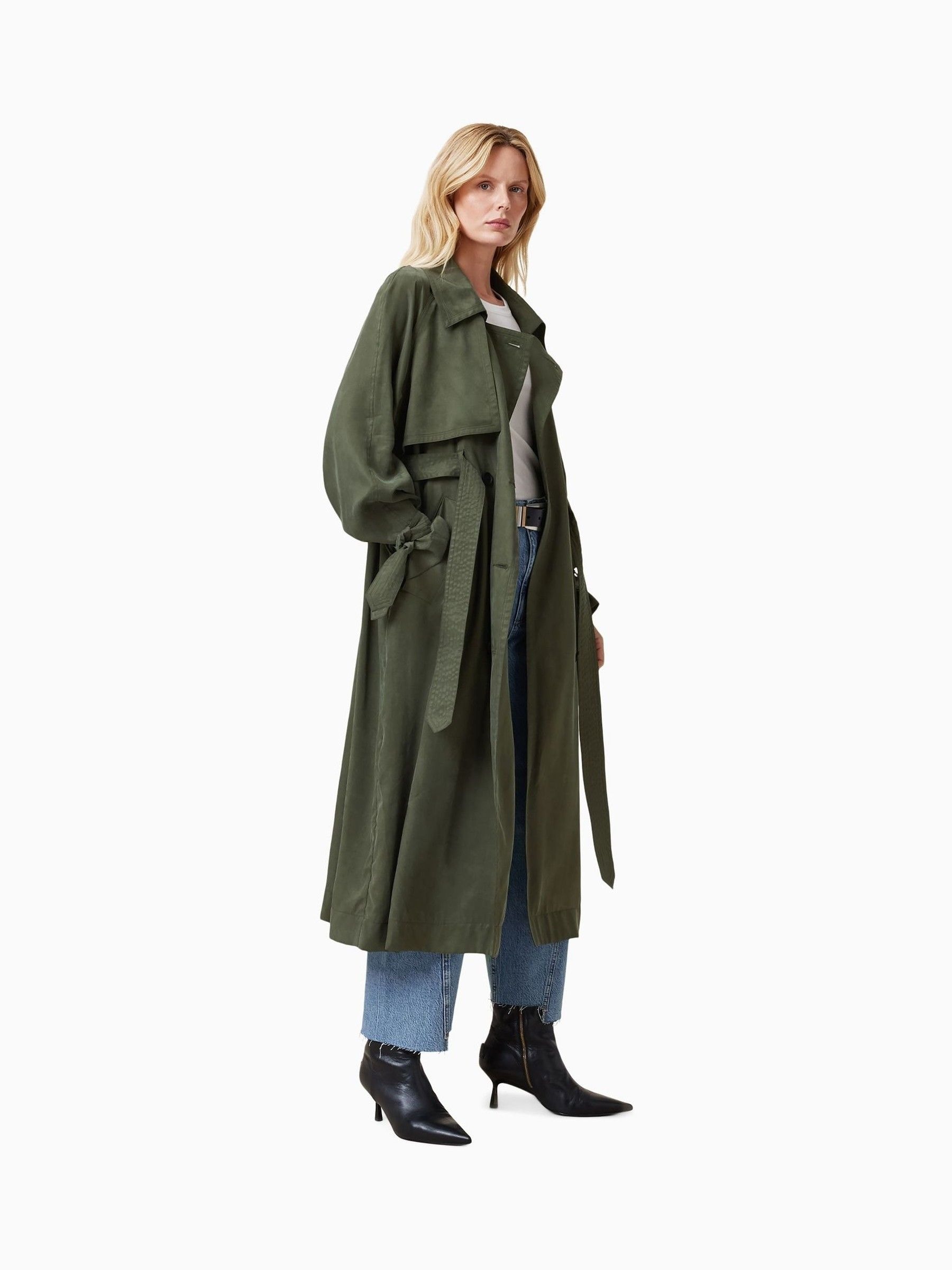 Buy AllSaints Green Linnie Black Lightweight Trench Coat from Next USA