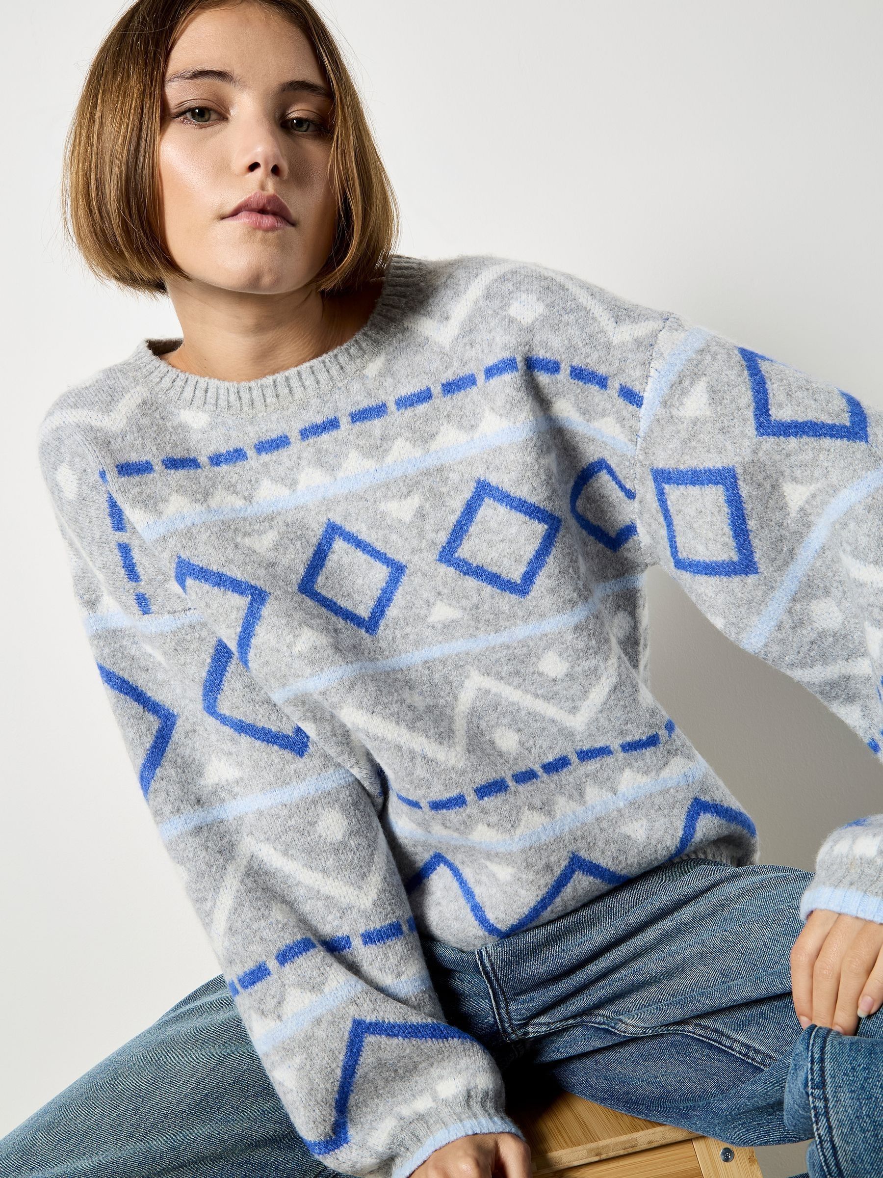 Buy Apricot Blue Diamond & Chevron Jumper from Next Canada