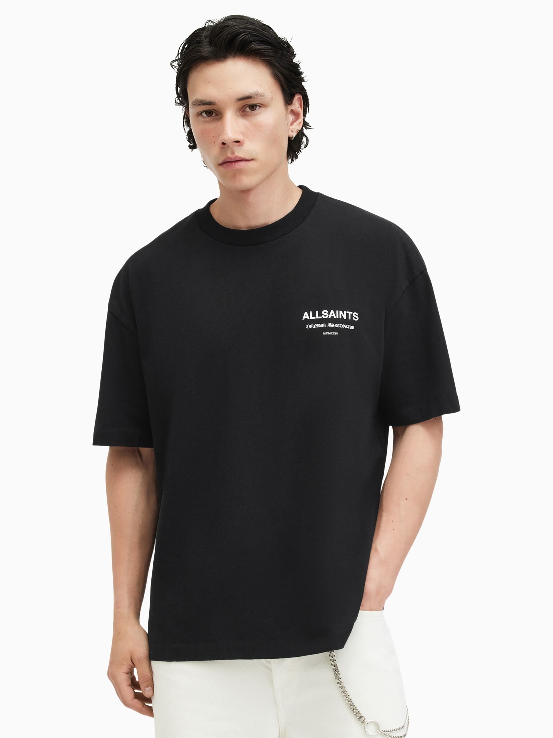 Buy AllSaints Black Sanctum Shortsleeve Crew Neck 100% Cotton T