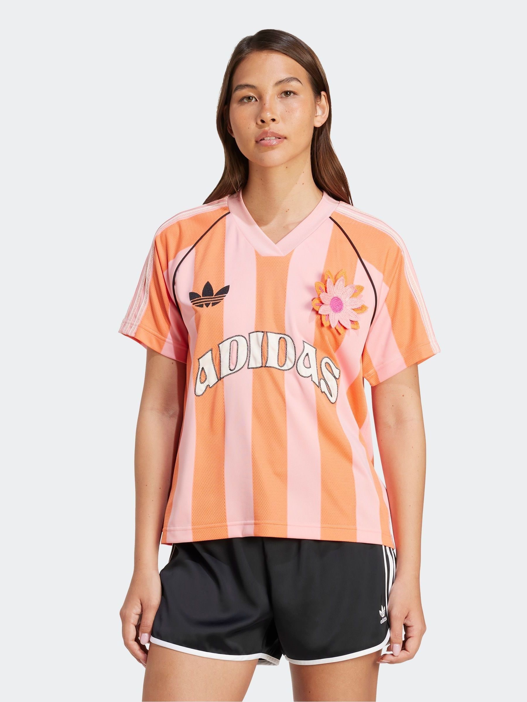 Buy adidas Originals Pink/Orange Graphic Football Inspired Jersey