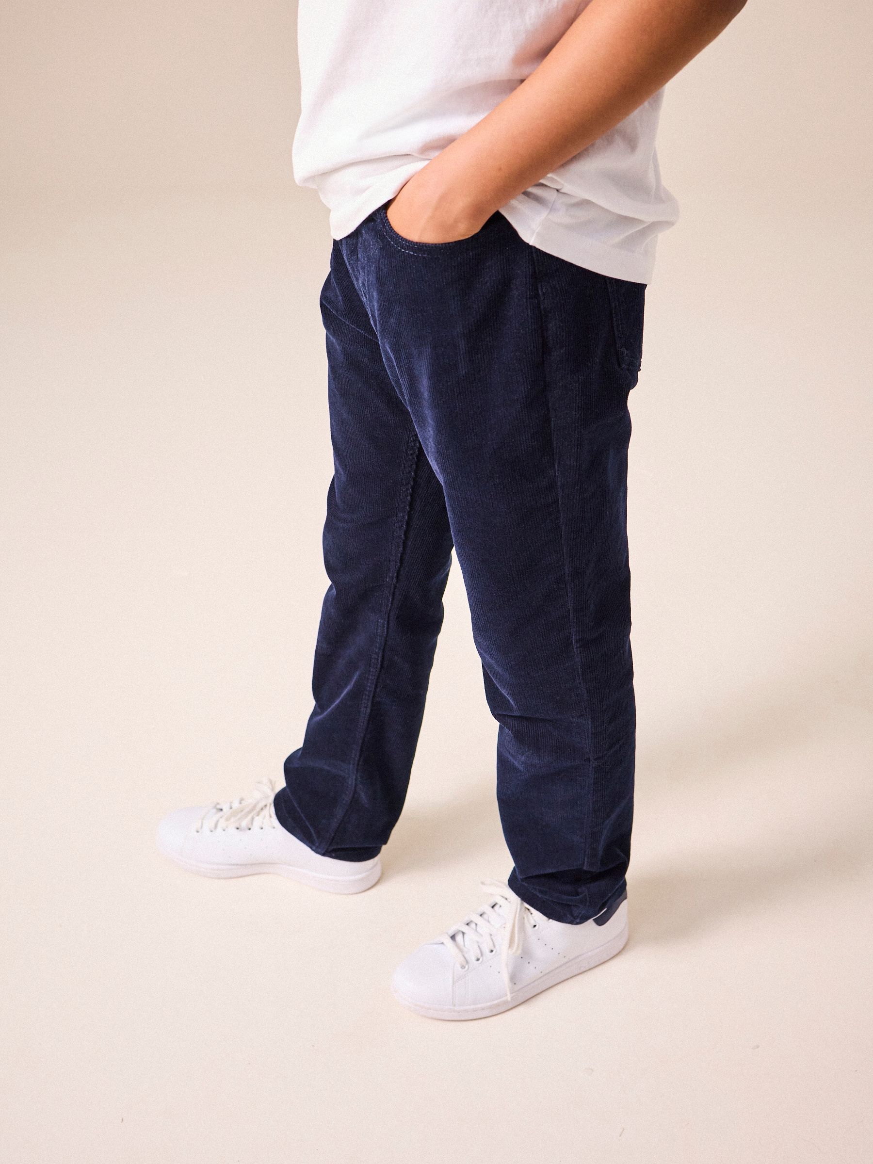 Buy Navy Blue Regular Fit Corduroy Trousers (3-16yrs) from Next USA