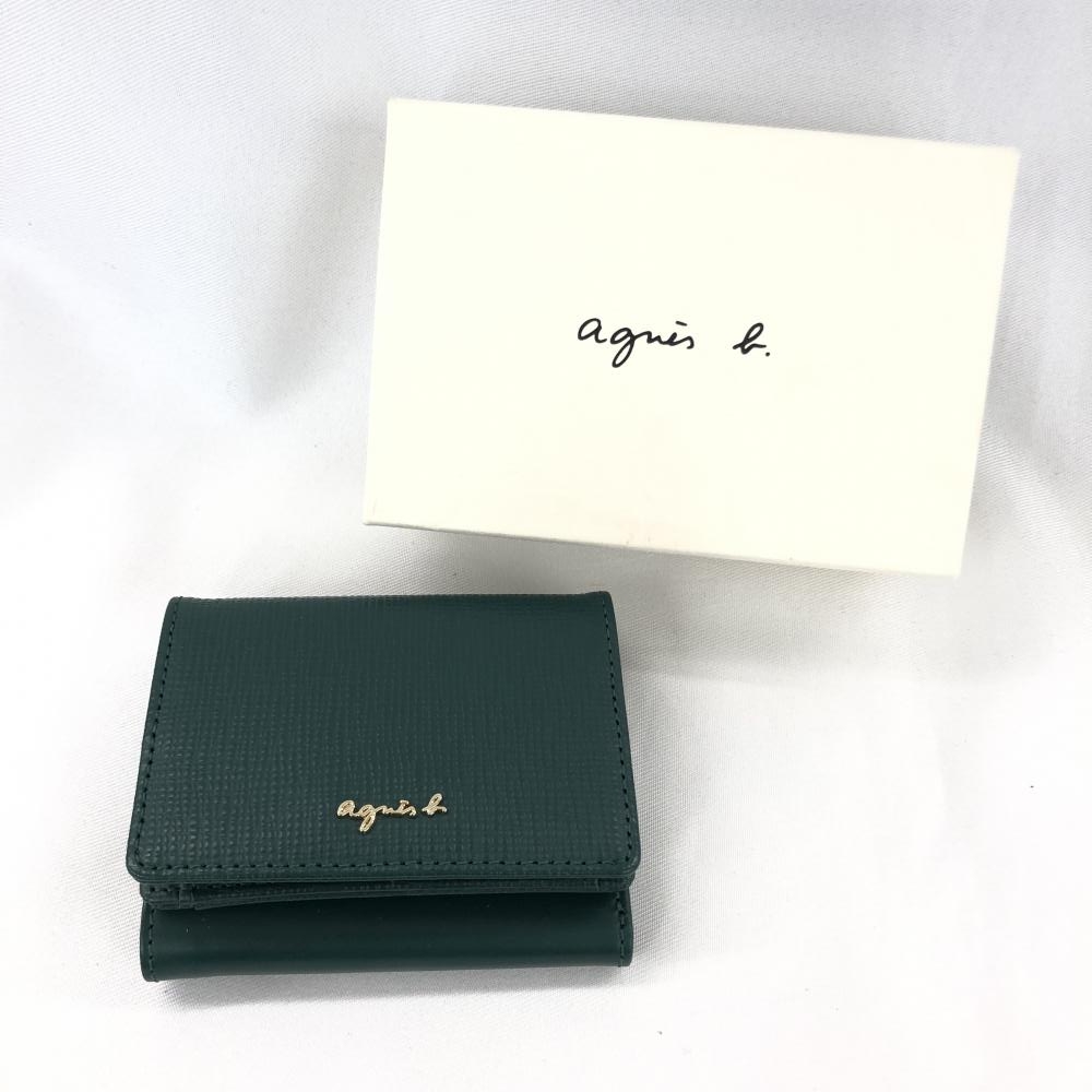アニエスベー/三つ折り財布/レザー/グリーンの高価買取【リサイクル