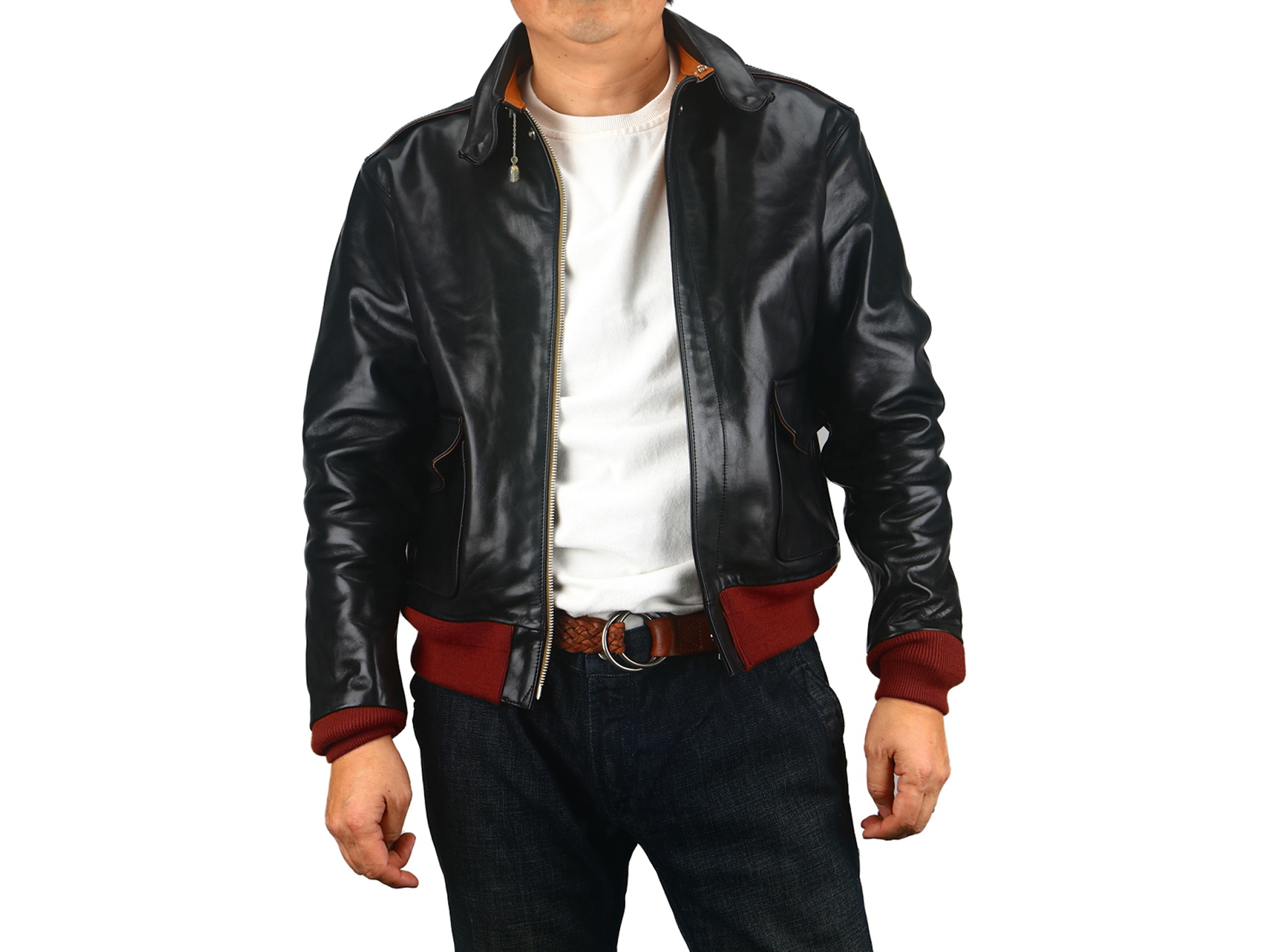 ホースハイド TYPE A-2 赤リブ/カプリベル