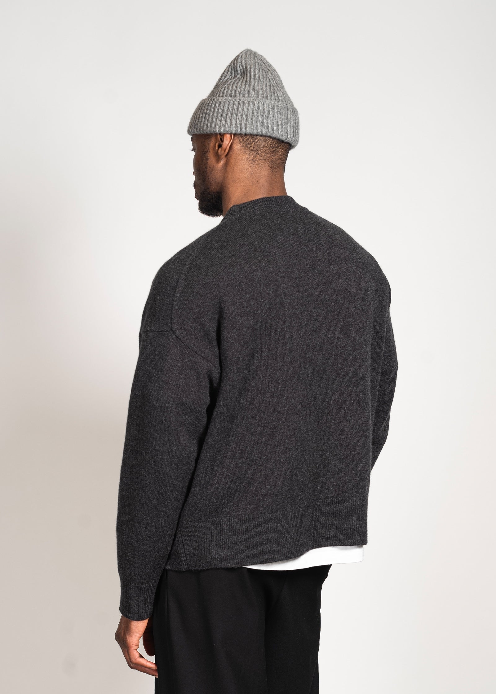 Cashmere Blend Oversized Sweater in Black Melange – Yacaia Y-0008