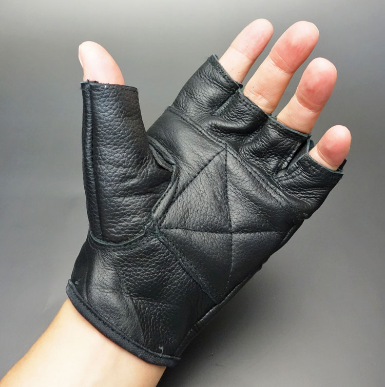 手袋 指なし レザー ハーフフィンガー フィンガーレス グローブ 本革