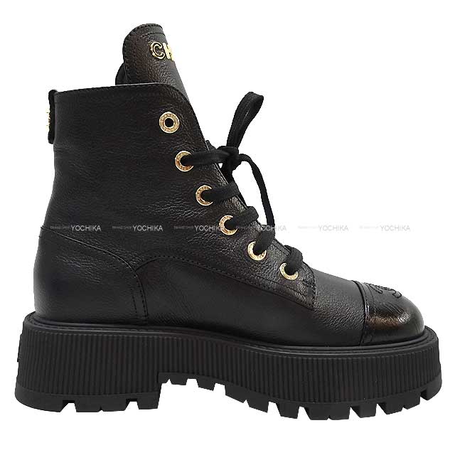 2023 AW CHANEL boots Short boots Lace-up COCO Mark Logo Noir