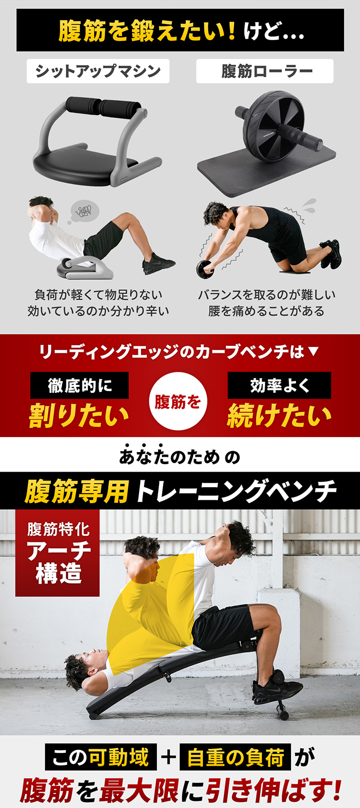 カーブベンチ トレーニングベンチ 折りたたみ 腹筋 背筋 ブラック LE