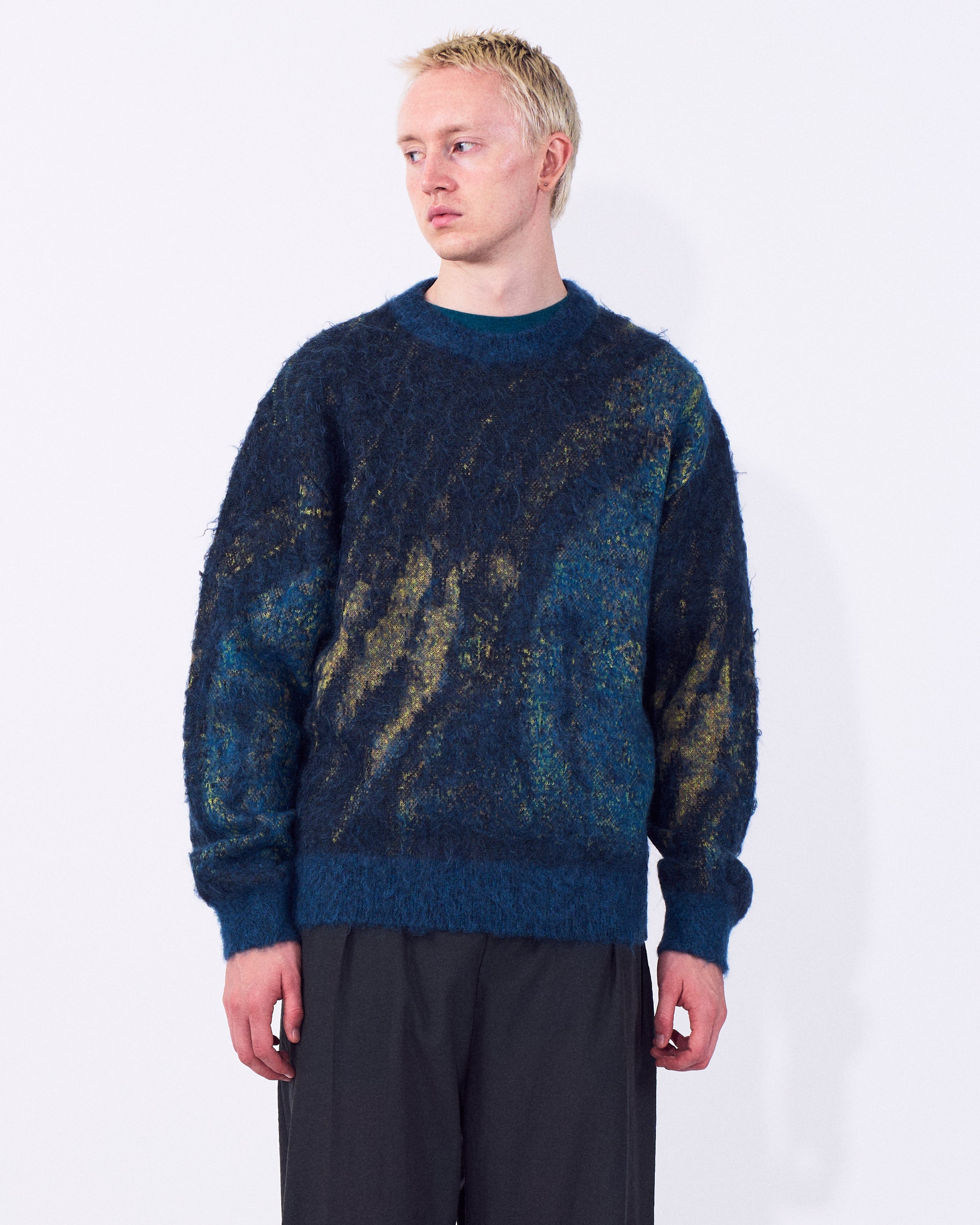 Abstract Jaquard Mohair Cardigan | YOKE Official Website