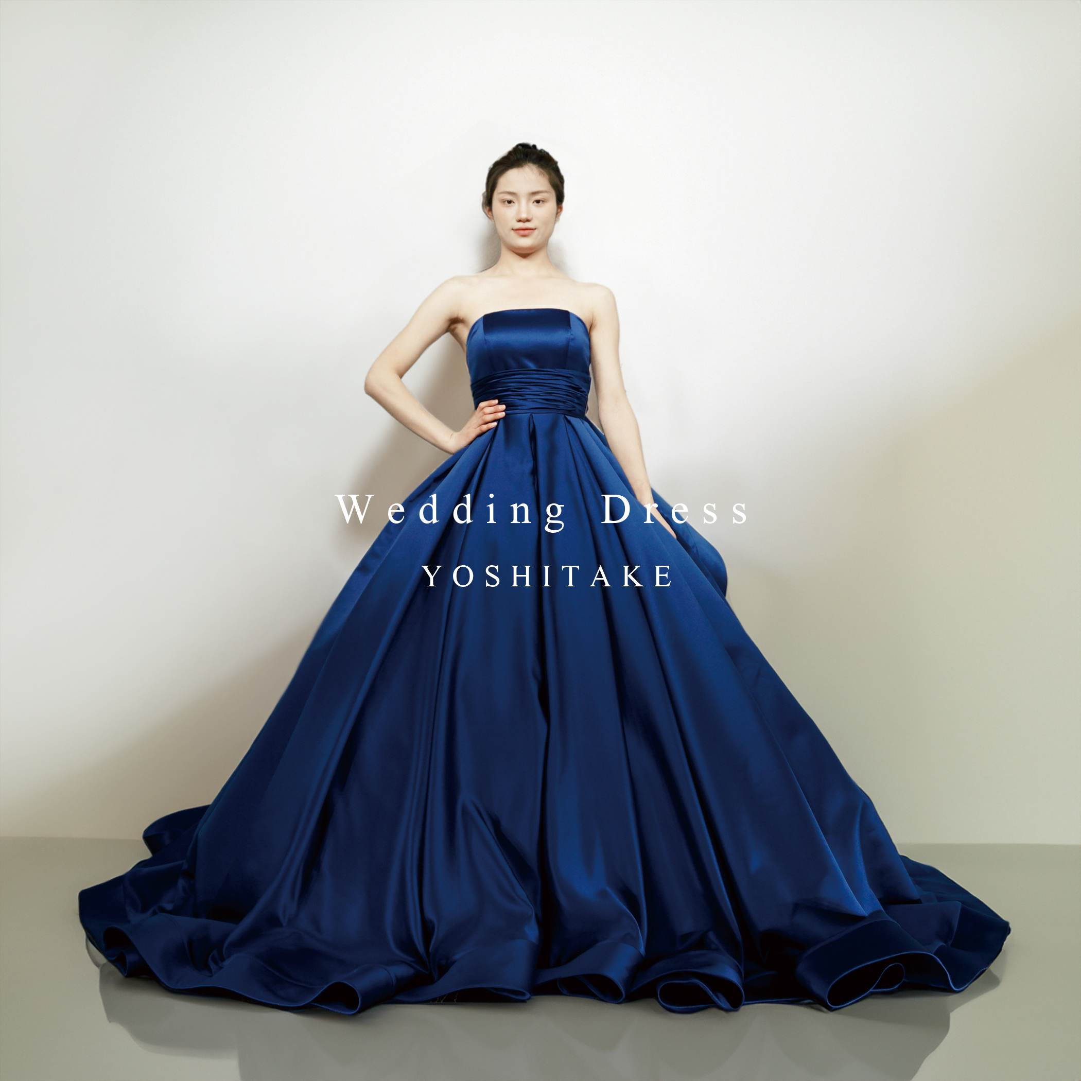 ウエディングドレス.ブルー.カラードレス.サテン.プリンセスライン