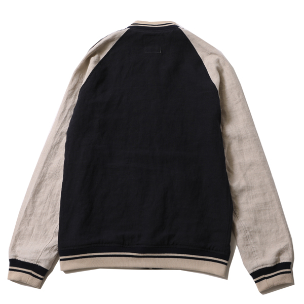 RG BLACK REBEL / SWALLOW LINEN SOUVENIR JACKET (NAVY/BEI) [15401