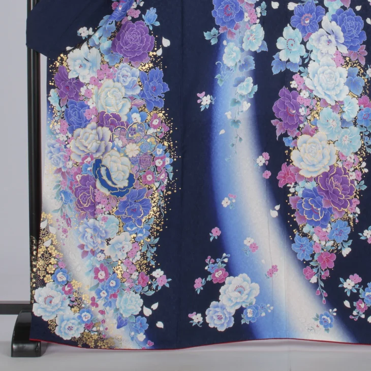 f0725415r2】【青・紺系】振袖 レンタル フルセット Mサイズ 成人式