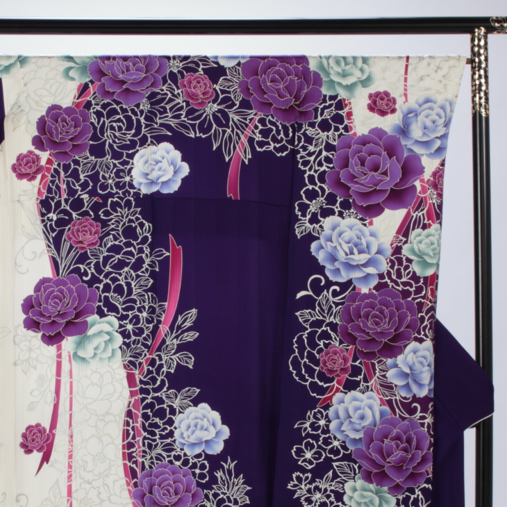 f1015020r2】【紫系】振袖 レンタル フルセット Mサイズ 【状態:A