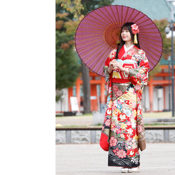 f9021001】【赤・ワイン系】振袖 販売 フルセット Lサイズ【新品