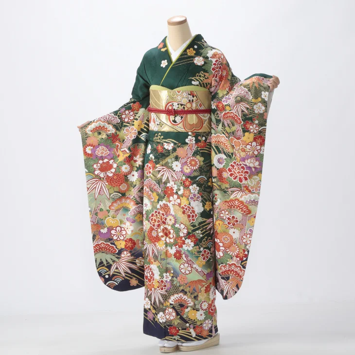 f0525084r】【赤・ワイン系】振袖 レンタル フルセット Mサイズ 【状態