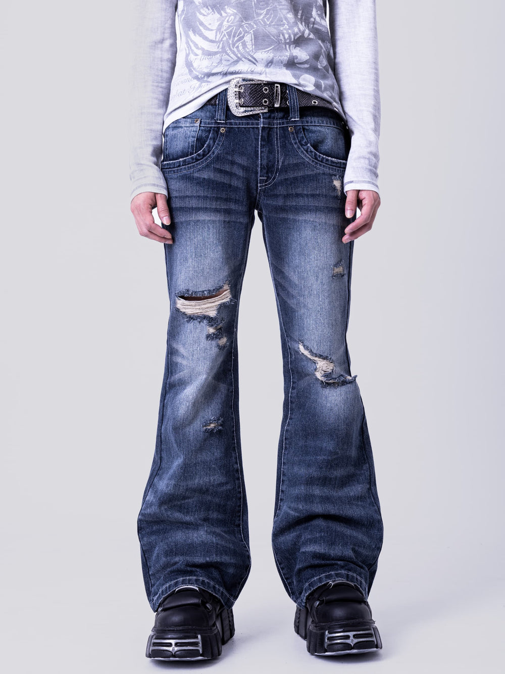 Double Cross Flare Denim Pants – YZ