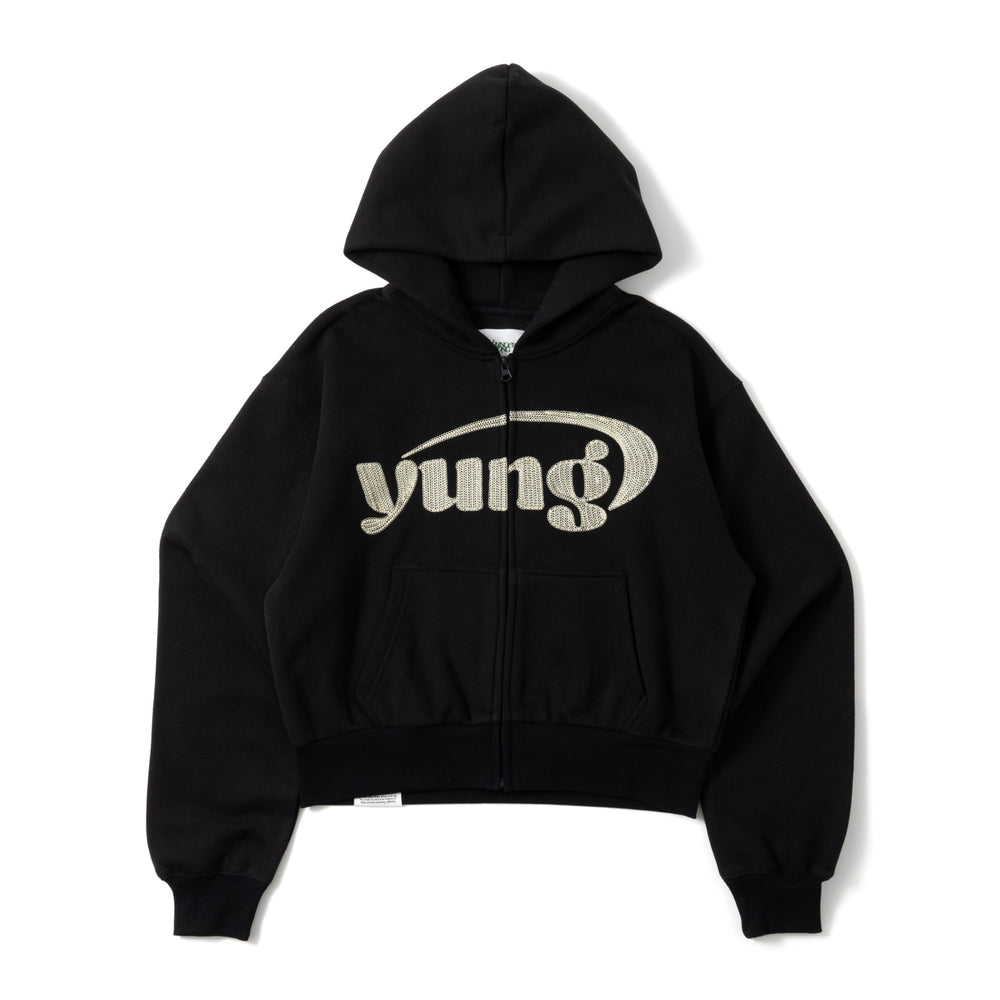 yung logo chain stitch zip hoodie – YZ