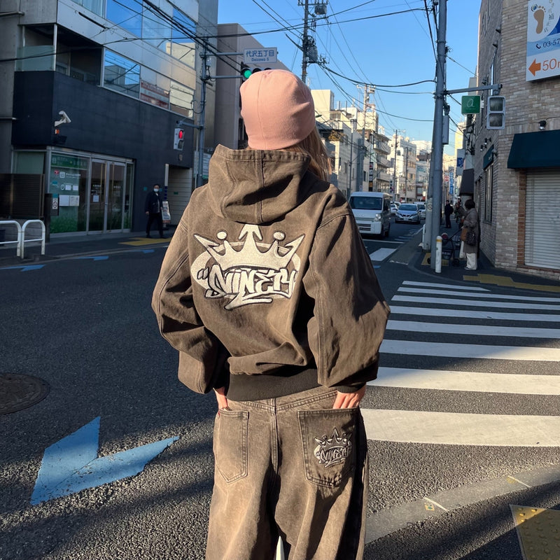 King Logo Vintage Denim Hoodie – YZ