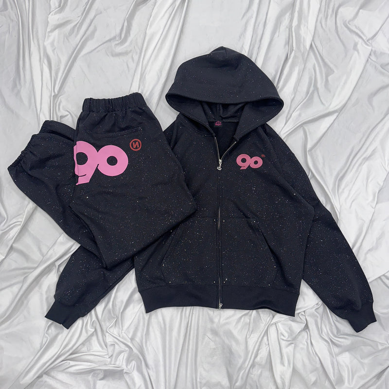 90 Logo Glitter Light Zip Hoodie【9090girl】 – YZ