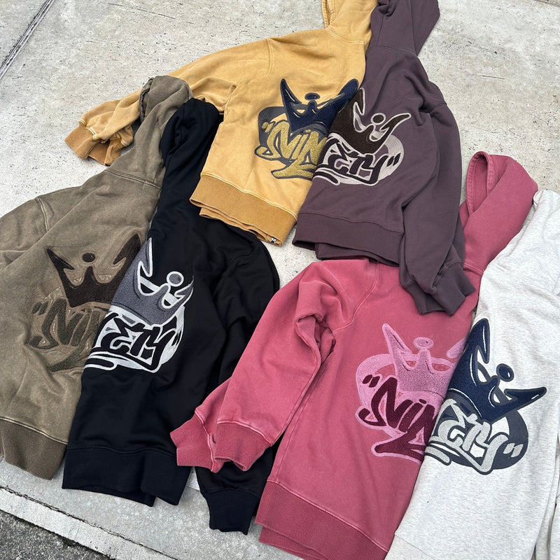 King Logo Pile Stitched Zip Hoodie – YZ