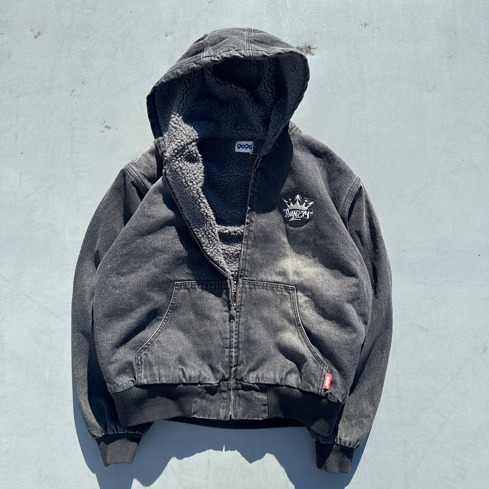 s*.様 King Logo デニムフーディー パーカー ヴィンテージ風 オーバ