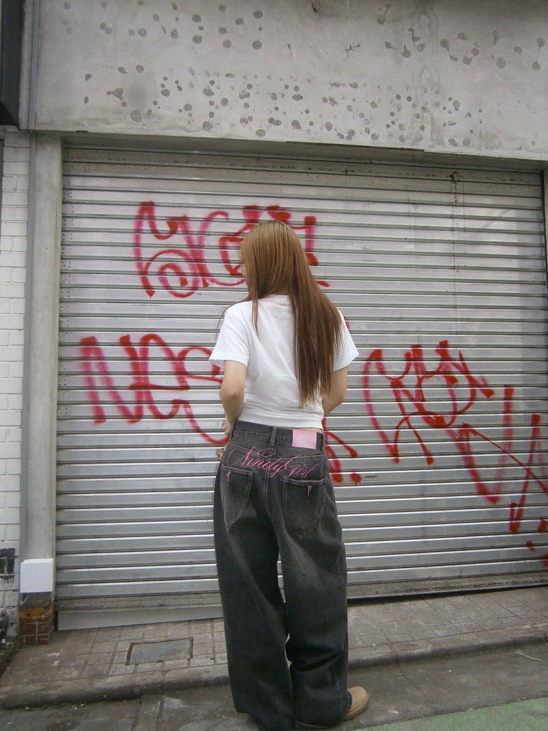 Ninety Girl Logo Buggy Denim Pants – YZ