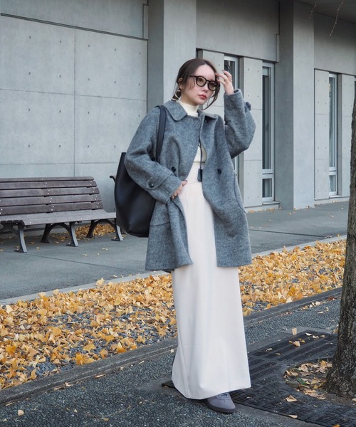 ステンカラーコート コート wool A-line coat /ウールAライン襟付き