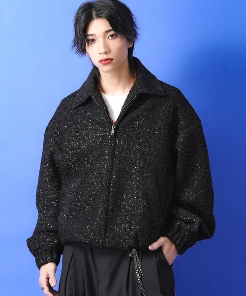 ブルゾン アウター a.p.o.v. スパンコールツイードジャケット メンズ