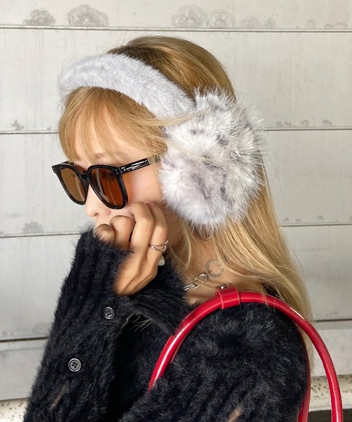 rire 耳当て イヤーマフ ヒョウ柄イヤーマフラー レディース