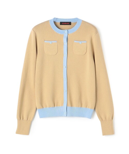 CABaN（キャバン） カーディガン コットンカシミヤ バイカラークルー