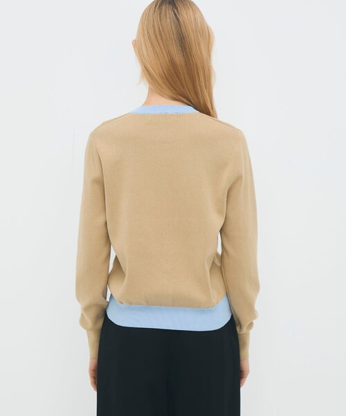 CABaN（キャバン） カーディガン コットンカシミヤ バイカラークルー