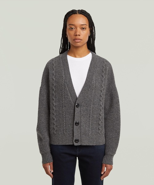 G-STAR RAW カーディガン CABLE CROPPED CARDI KNIT/ケーブル編み