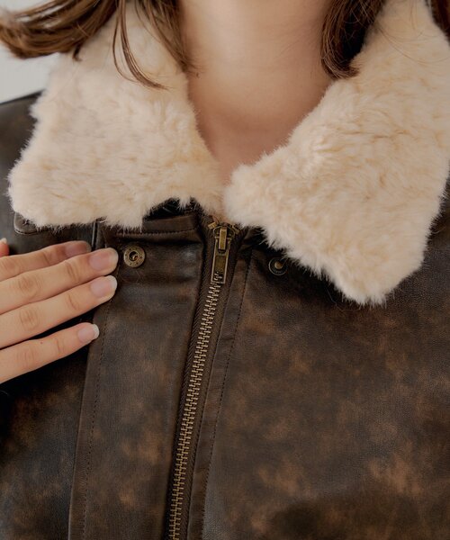 Chico（チコ） コート アウター ミリタリーレザージャケット/ファー