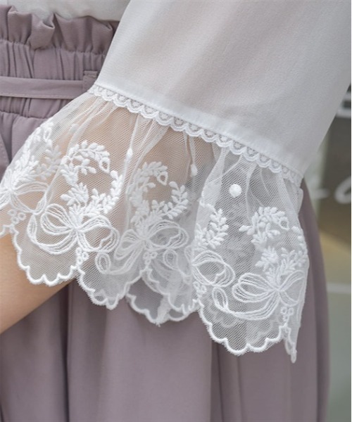 axes femme（アクシーズ ファム） ブラウス シャツ プチローズ×リボン